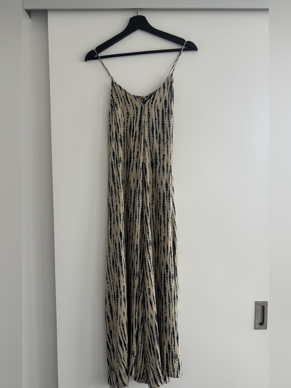 Zara Beige and Blue Tie-Dye flowy spaghetti strap Dress